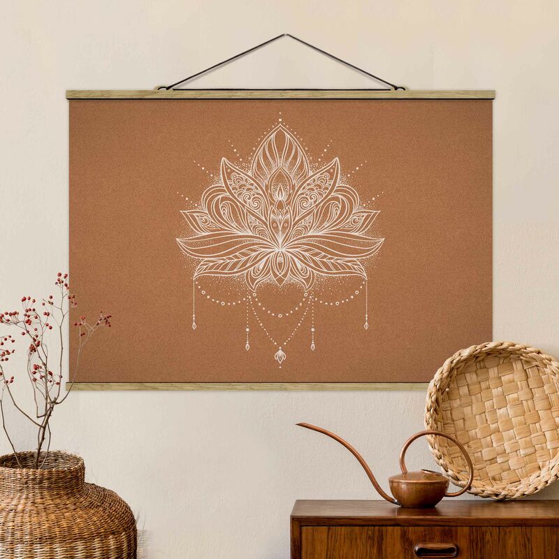 

Imagen de tela - Boho Lotus Flower White Cork Look - Apaisado 2:3 Dimensión LxA: 33.5cm x 50cm