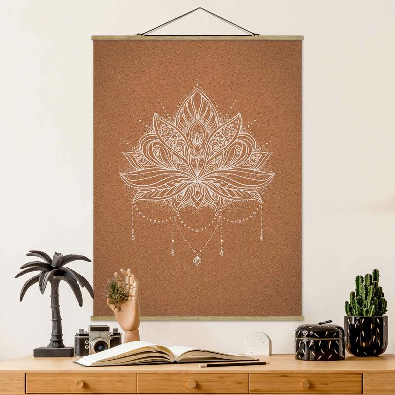 

Imagen de tela - Boho Lotus Flower White Cork Look - Alto 4:3 Dimensión LxA: 133.5cm x 100cm