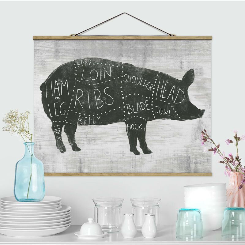 

Imagen de tela - Butcher Poster - Pig - Apaisado 3:4 Dimensión LxA: 75cm x 100cm