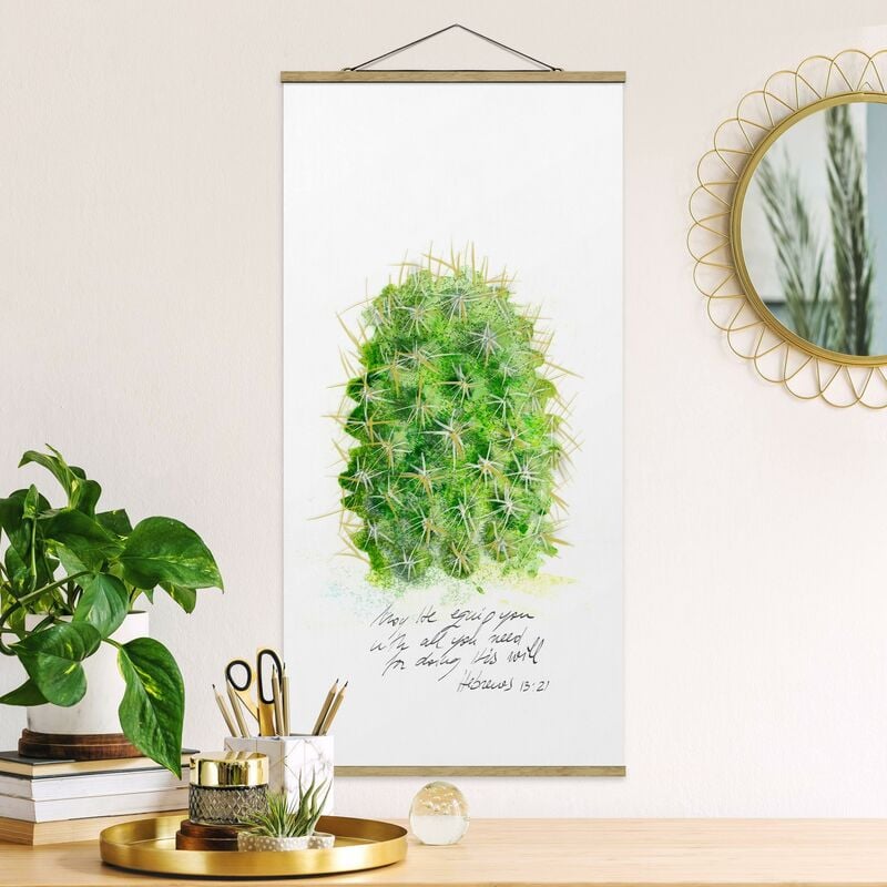 

Imagen de tela - Cactus With Bible Verse I - Alto 2:1 Dimensión LxA: 100cm x 50cm