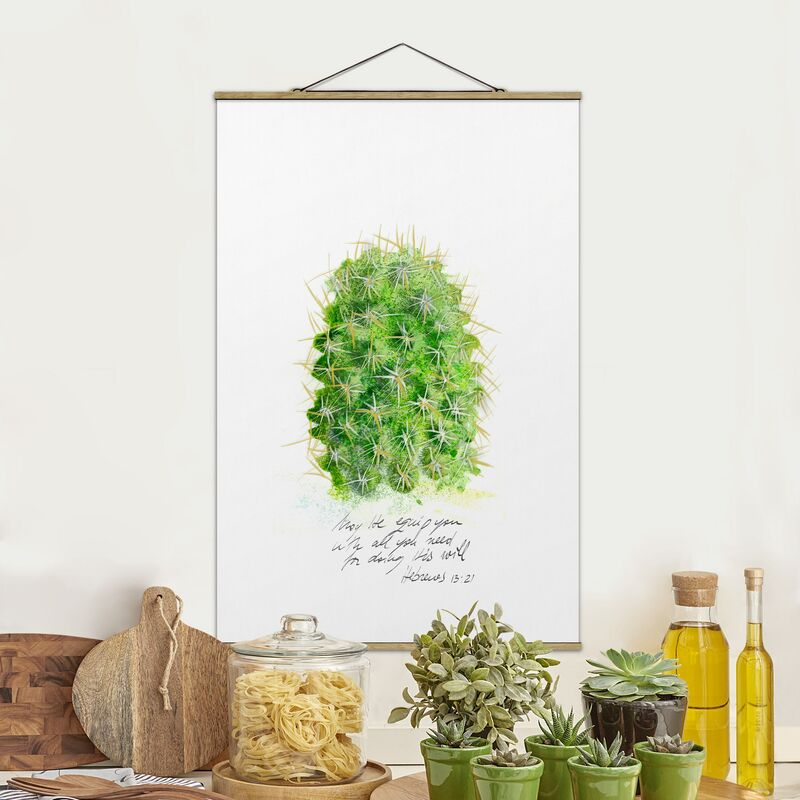 

Imagen de tela - Cactus With Bible Verse I - Alto 3:2 Dimensión LxA: 150cm x 100cm