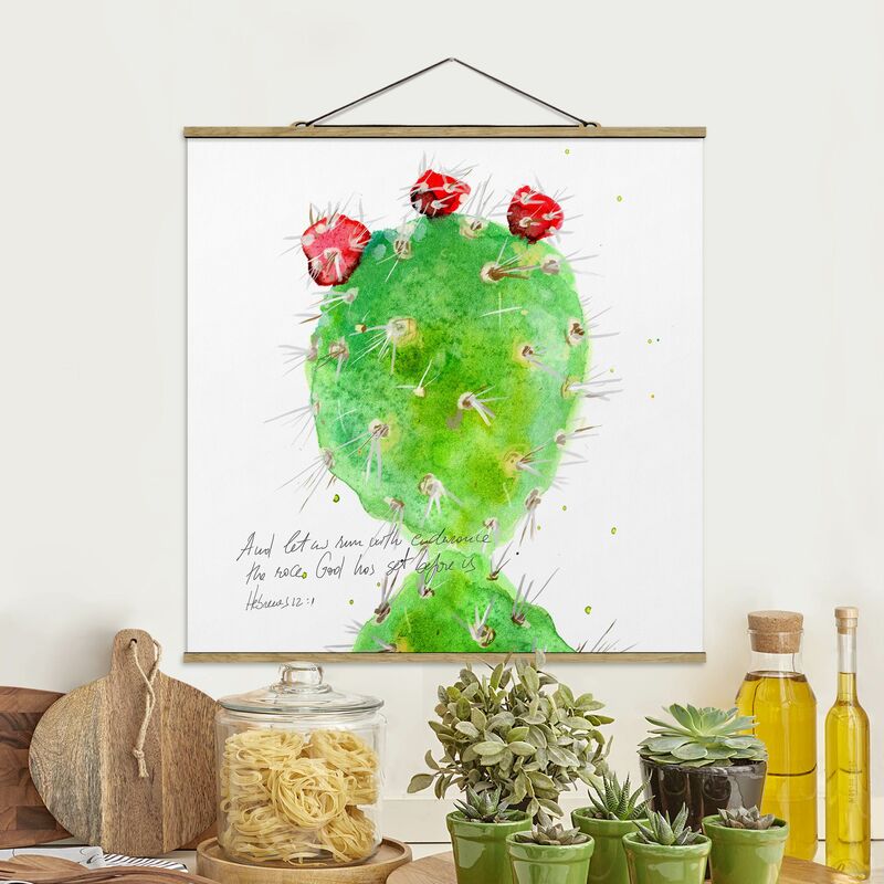 

Imagen de tela - Cactus With Bible Verse IV - Cuadrado 1:1 Dimensión LxA: 100cm x 100cm
