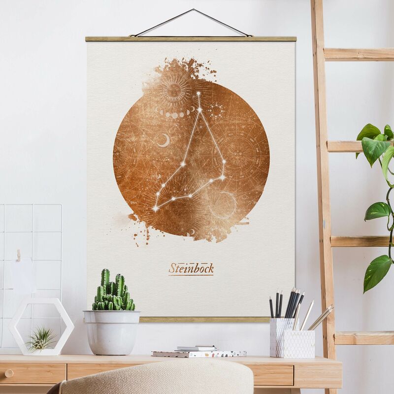 

Imagen de tela - Capricorn Zodiac Gold - Alto 4:3 Dimensión LxA: 66.4cm x 50cm