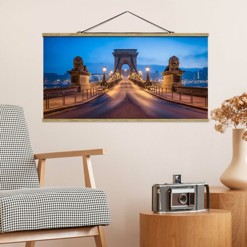 

Imagen de tela - Chain Bridge In Budapest At Night - Apaisado 1:2 Dimensión LxA: 50cm x 100cm