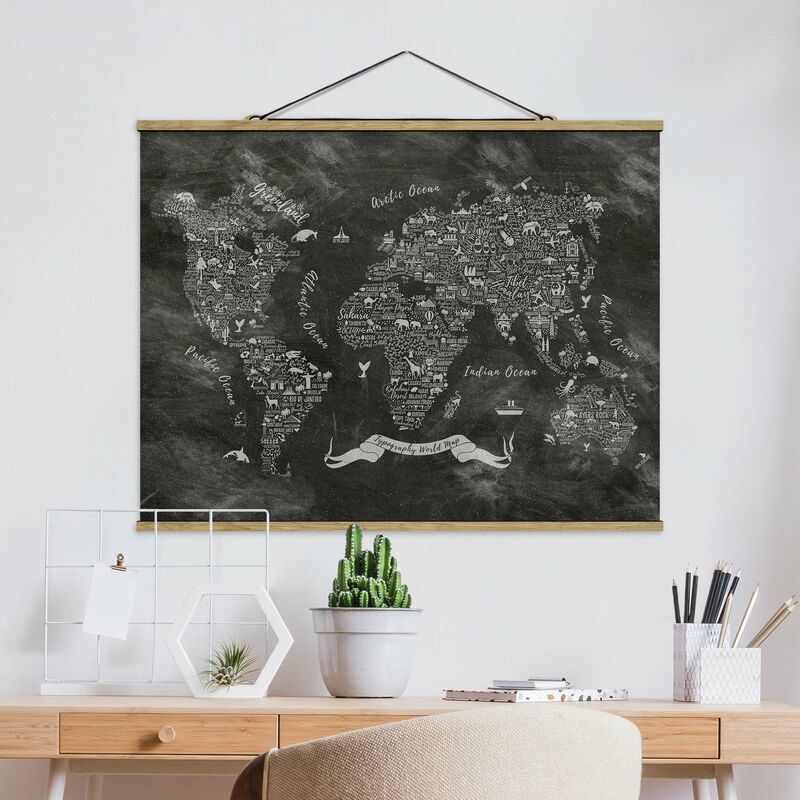 

Imagen de tela - Chalk Typography World Map - Apaisado 3:4 Dimensión LxA: 75cm x 100cm