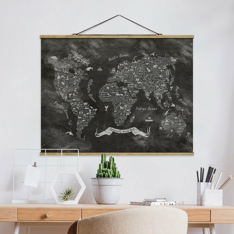 

Imagen de tela - Chalk Typography World Map - Apaisado 3:4 Dimensión LxA: 60cm x 80cm