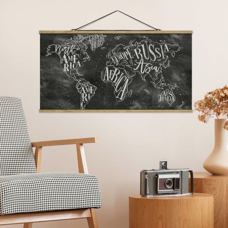 

Imagen de tela - Chalk World Map - Apaisado 1:2 Dimensión LxA: 40cm x 80cm