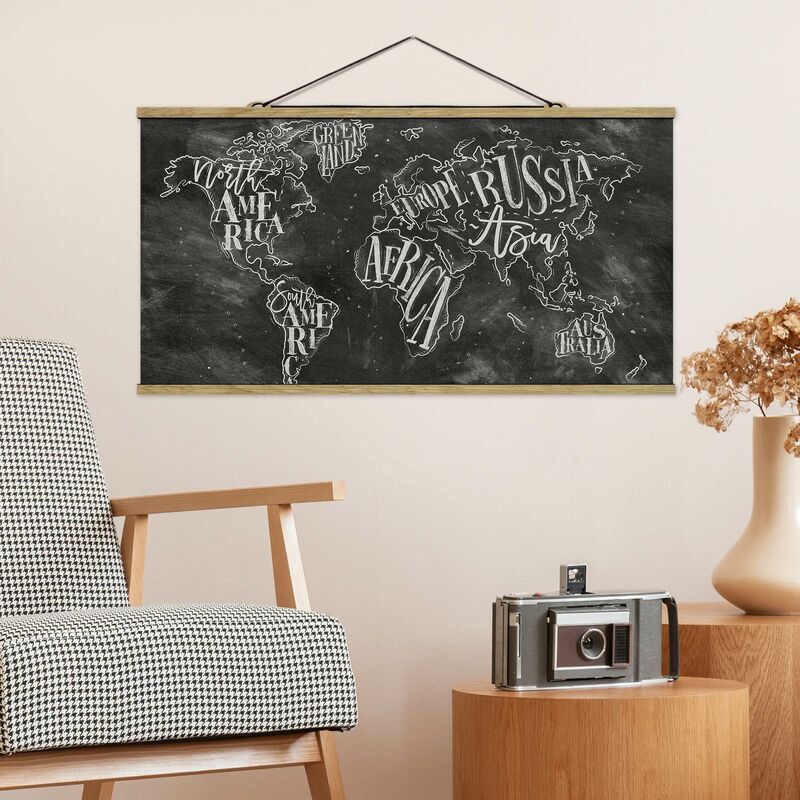 

Imagen de tela - Chalk World Map - Apaisado 1:2 Dimensión LxA: 25cm x 50cm