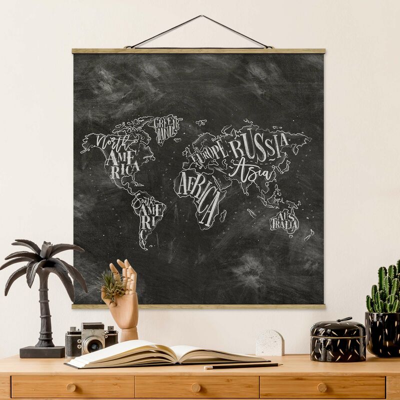 

Imagen de tela - Chalk World Map - Cuadrado 1:1 Dimensión LxA: 100cm x 100cm