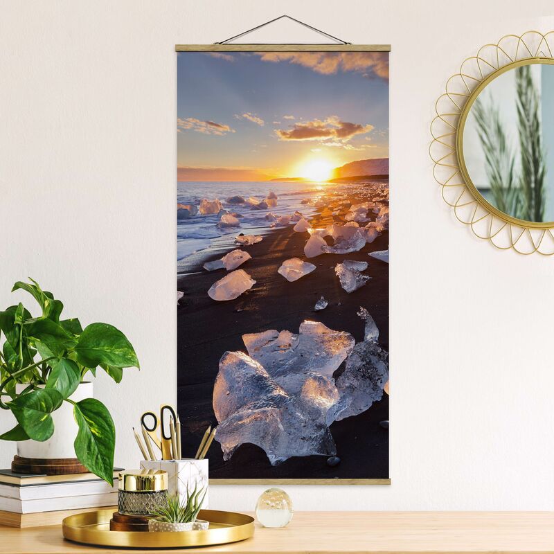 

Imagen de tela - Chunks Of Ice On The Beach Iceland - Alto 2:1 Dimensión LxA: 70cm x 35cm