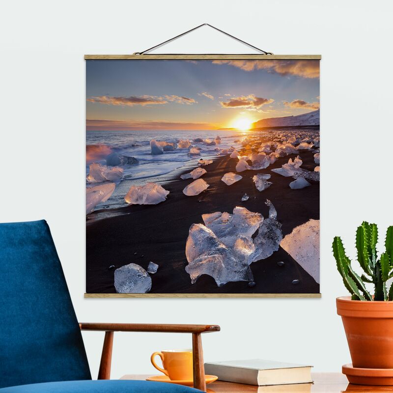 

Imagen de tela - Chunks Of Ice On The Beach Iceland - Cuadrado 1:1 Dimensión LxA: 100cm x 100cm