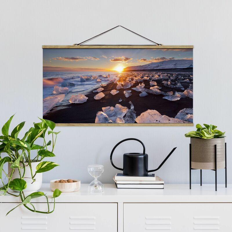 

Imagen de tela - Chunks Of Ice On The Beach Iceland - Apaisado 1:2 Dimensión LxA: 25cm x 50cm