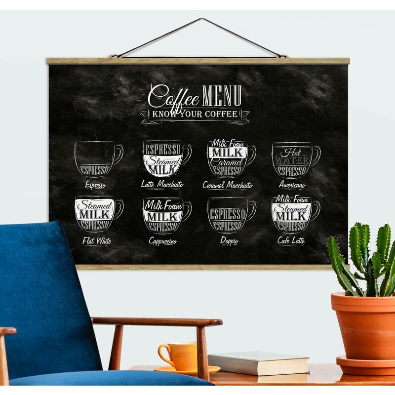 

Imagen de tela - Coffees Chalkboard - Apaisado 2:3 Dimensión LxA: 23.5cm x 35cm