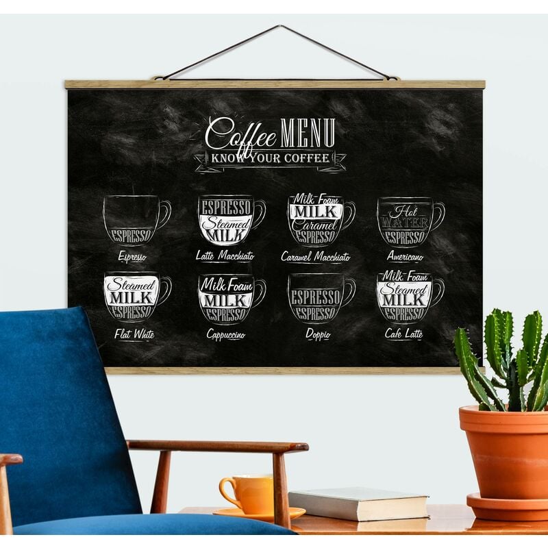 

Imagen de tela - Coffees Chalkboard - Apaisado 2:3 Dimensión LxA: 33.5cm x 50cm