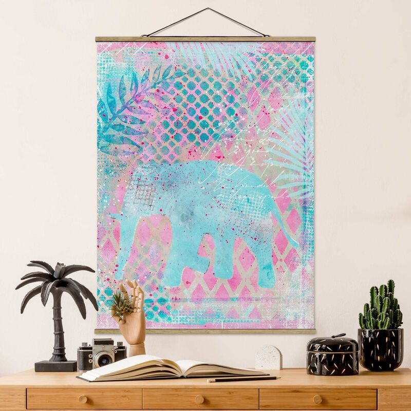 

Imagen de tela - Colorful Collage - Elephant In Blue And Pink - Alto 4:3 Dimensión LxA: 133.5cm x 100cm