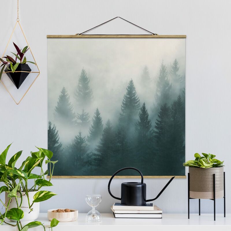 

Imagen de tela - Coniferous Forest In Fog - Cuadrado 1:1 Dimensión LxA: 35cm x 35cm