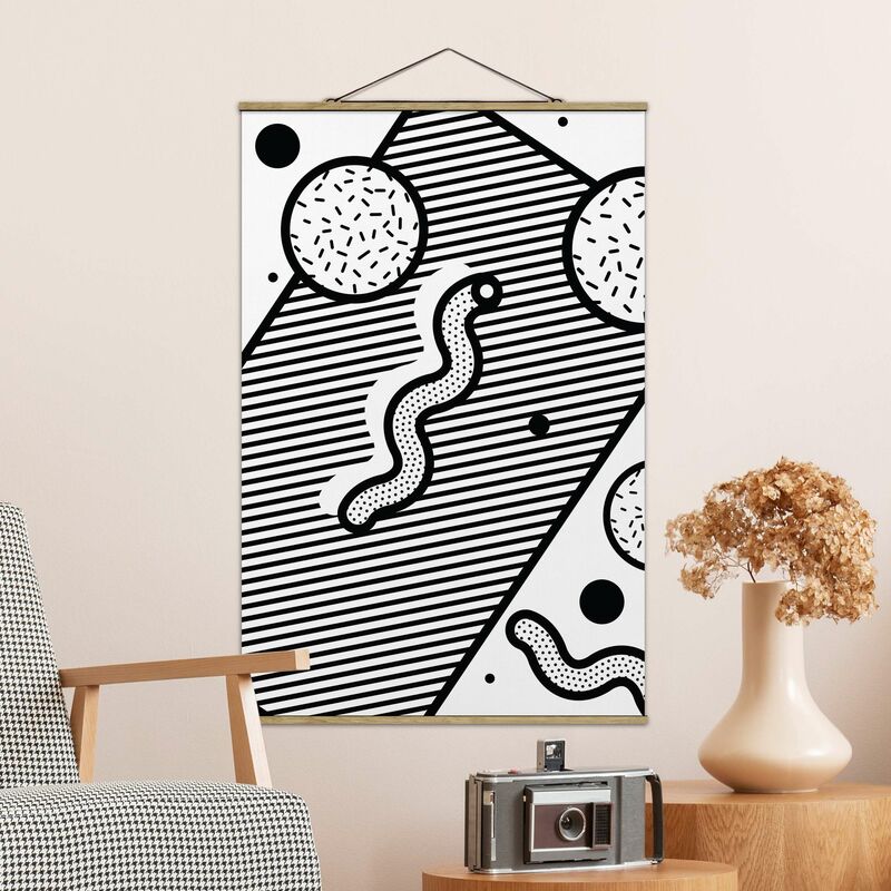

Imagen de tela - Composition Neo Memphis Black And White - Alto 3:2 Dimensión LxA: 120cm x 80cm