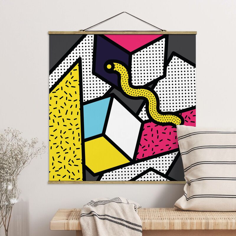 

Imagen de tela - Composition Neo Memphis Dots And Stripes - Cuadrado 1:1 Dimensión LxA: 100cm x 100cm