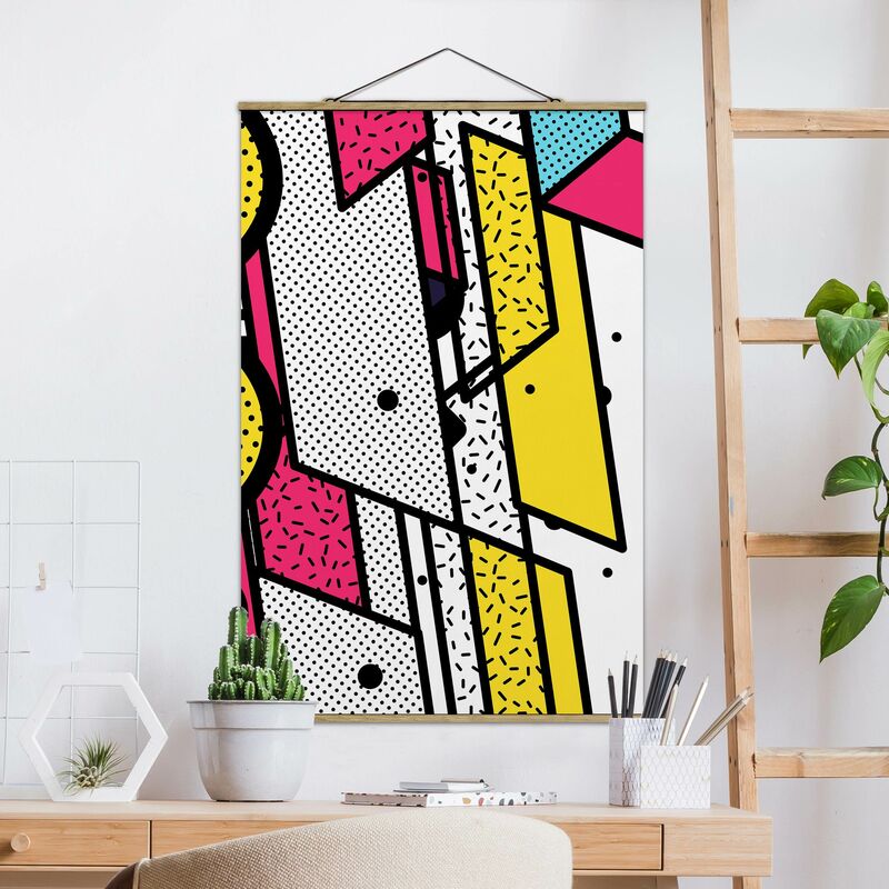 

Imagen de tela - Composition Neo Memphis Pink And Yellow - Alto 3:2 Dimensión LxA: 120cm x 80cm