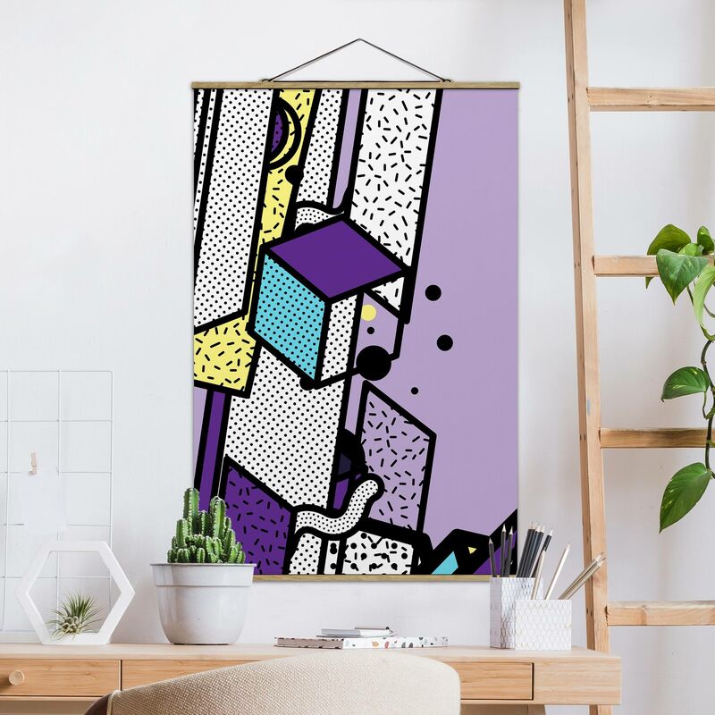 

Imagen de tela - Composition Neo Memphis Purple And Yellow - Alto 3:2 Dimensión LxA: 150cm x 100cm