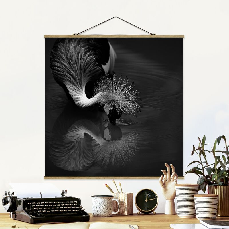 

Imagen de tela - Crowned Crane Bow Black And White - Cuadrado 1:1 Dimensión LxA: 80cm x 80cm
