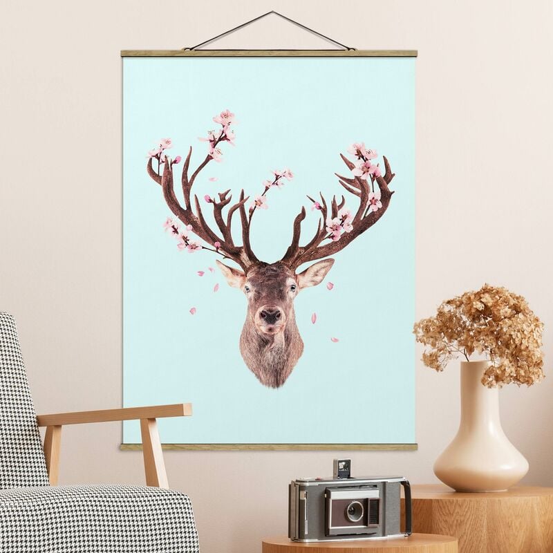 

Imagen de tela - Deer With Cherry Blossoms - Alto 4:3 Dimensión LxA: 106.5cm x 80cm