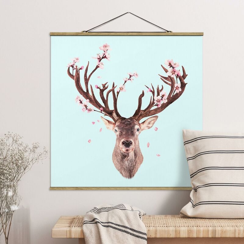

Imagen de tela - Deer With Cherry Blossoms - Cuadrado 1:1 Dimensión LxA: 50cm x 50cm
