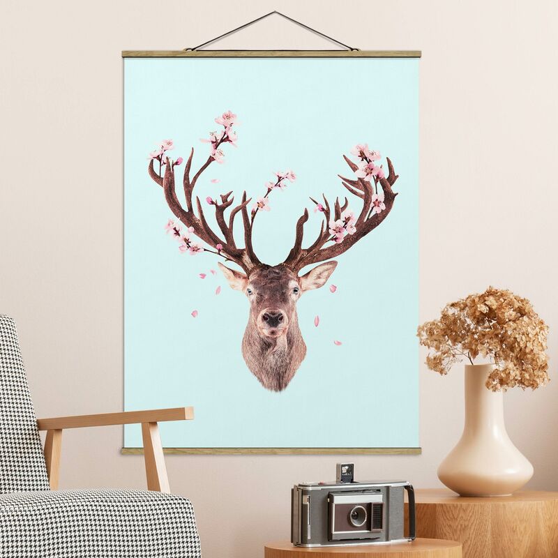 

Imagen de tela - Deer With Cherry Blossoms - Alto 4:3 Dimensión LxA: 66.4cm x 50cm