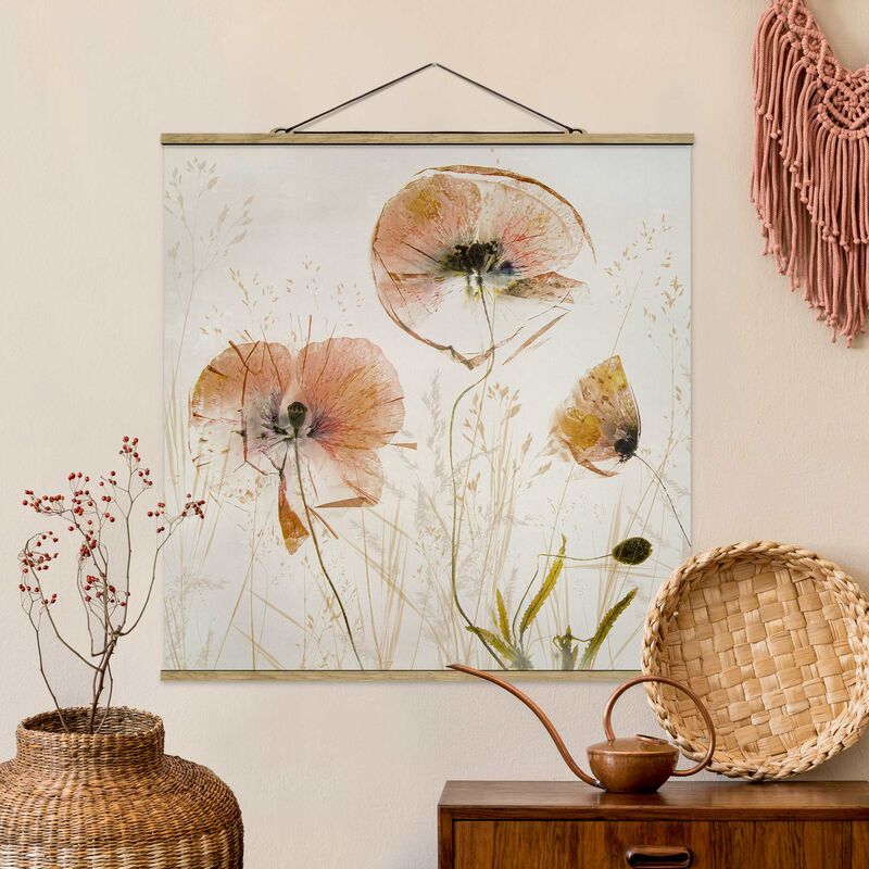 

Imagen de tela - Dried Poppy Flowers With Delicate Grasses - Cuadrado 1:1 Dimensión LxA: 100cm x 100cm