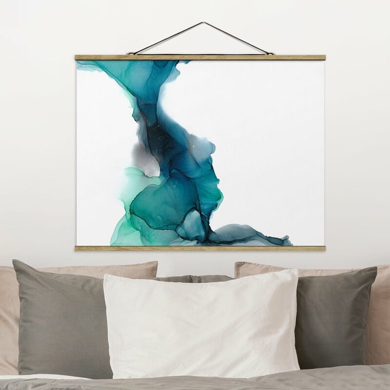 

Imagen de tela - Drops Of Ocean Tourquoise With Gold - Apaisado 3:4 Dimensión LxA: 75cm x 100cm