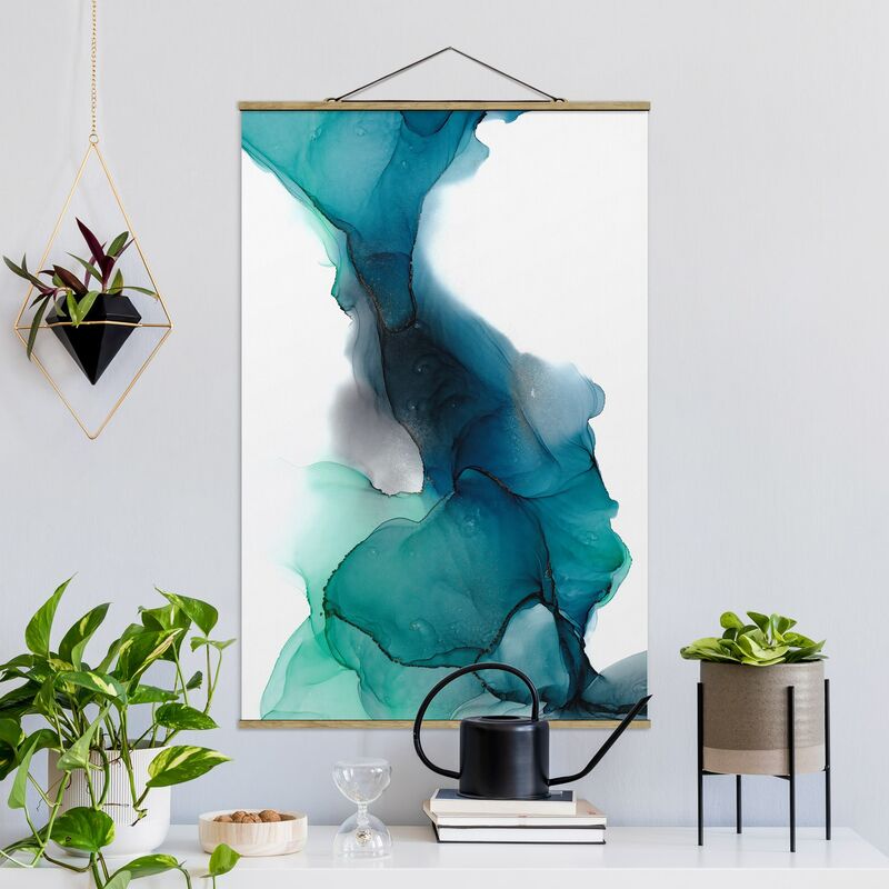 

Imagen de tela - Drops Of Ocean Tourquoise With Gold - Alto 3:2 Dimensión LxA: 75cm x 50cm