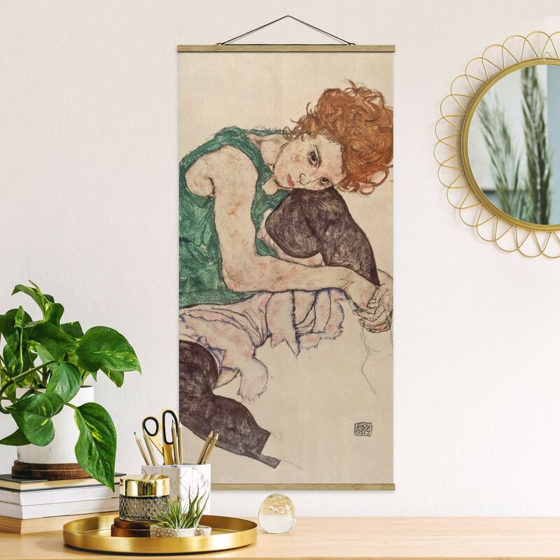 

Imagen de tela - Egon Schiele - Sitting Woman With A Knee Up - Alto 2:1 Dimensión LxA: 100cm x 50cm