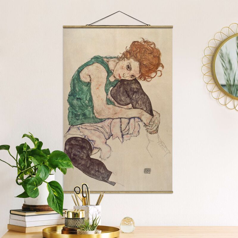 

Imagen de tela - Egon Schiele - Sitting Woman With A Knee Up - Alto 3:2 Dimensión LxA: 52.5cm x 35cm