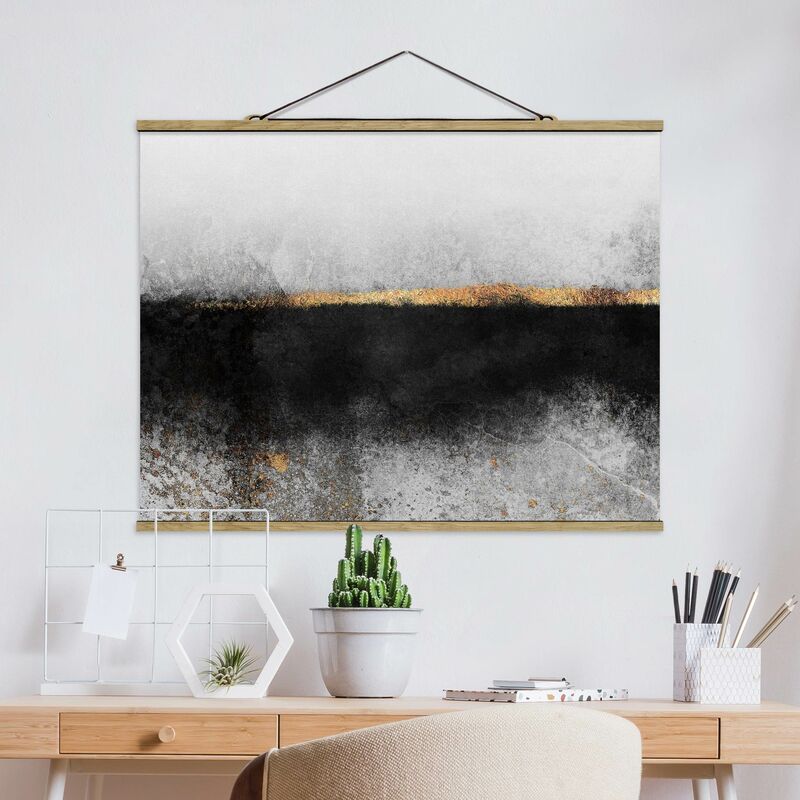 

Imagen de tela - Elisabeth Fredriksson - Abstract Golden Horizon Black And White - Apaisado 3:4 Dimensión LxA: 26cm x 35cm