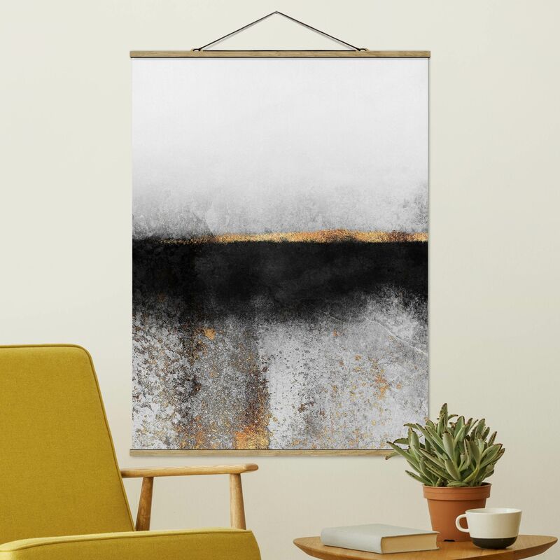 

Imagen de tela - Elisabeth Fredriksson - Abstract Golden Horizon Black And White - Alto 4:3 Dimensión LxA: 133.5cm x 100cm