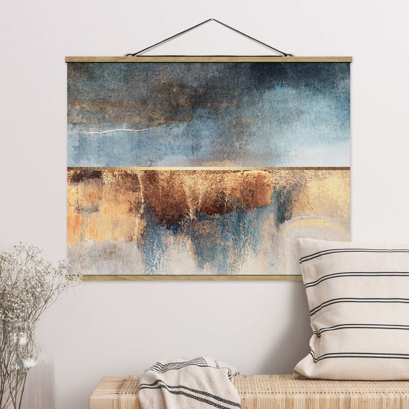 

Imagen de tela - Elisabeth Fredriksson - Abstract Lakeshore In Gold - Apaisado 3:4 Dimensión LxA: 75cm x 100cm