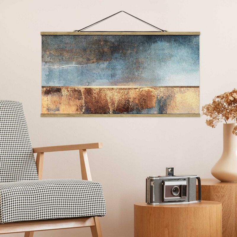 

Imagen de tela - Elisabeth Fredriksson - Abstract Lakeshore In Gold - Apaisado 1:2 Dimensión LxA: 25cm x 50cm
