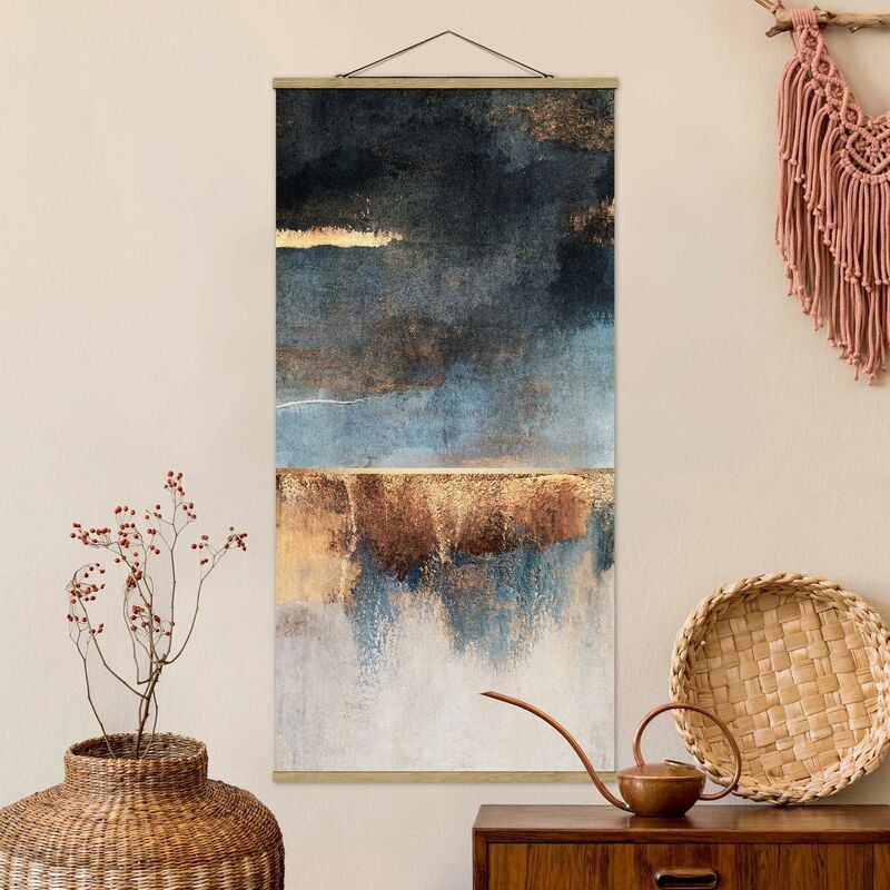 

Imagen de tela - Elisabeth Fredriksson - Abstract Lakeshore In Gold - Alto 2:1 Dimensión LxA: 100cm x 50cm