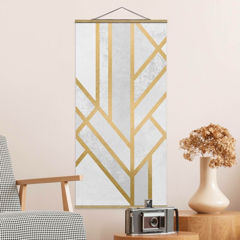 

Imagen de tela - Elisabeth Fredriksson - Art Deco Geometry White Gold - Alto 2:1 Dimensión LxA: 70cm x 35cm