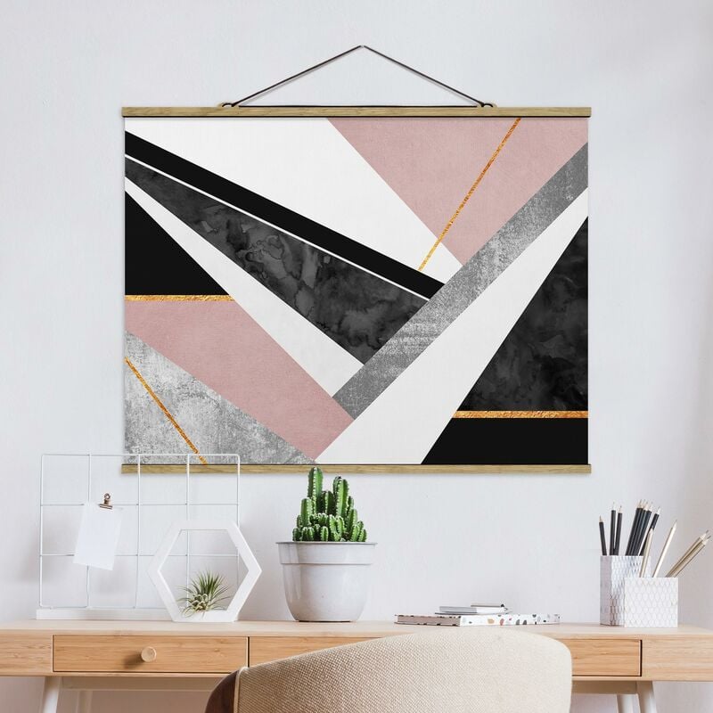 

Imagen de tela - Elisabeth Fredriksson - Black And White Geometry With Gold - Apaisado 3:4 Dimensión LxA: 75cm x 100cm