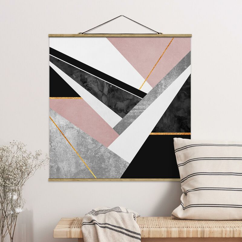

Imagen de tela - Elisabeth Fredriksson - Black And White Geometry With Gold - Cuadrado 1:1 Dimensión LxA: 100cm x 100cm