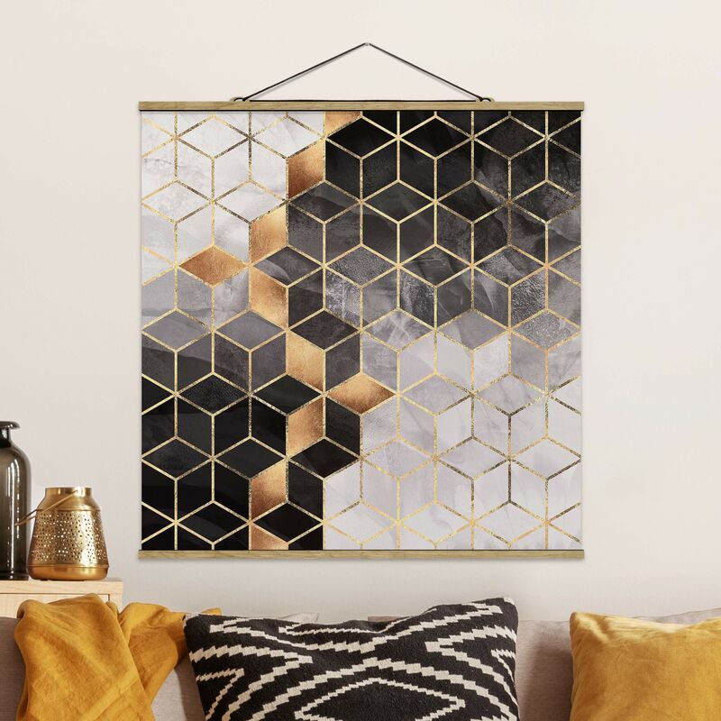 

Imagen de tela - Elisabeth Fredriksson - Black And White Golden Geometry - Cuadrado 1:1 Dimensión LxA: 100cm x 100cm