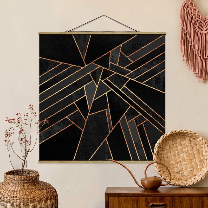 

Imagen de tela - Elisabeth Fredriksson - Black Triangles Gold - Cuadrado 1:1 Dimensión LxA: 100cm x 100cm