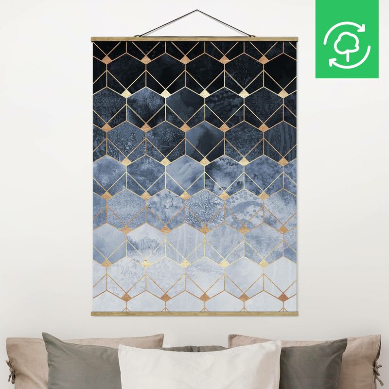 

Imagen de tela - Elisabeth Fredriksson - Blue Geometry Golden Art Deco - Alto 4:3 Dimensión LxA: 66.4cm x 50cm