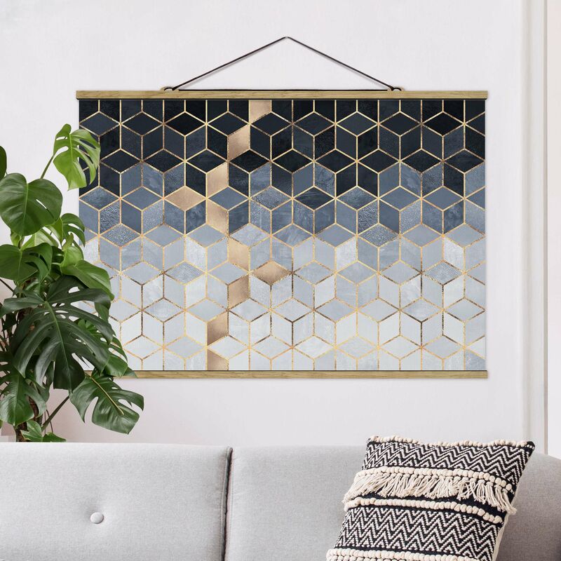 

Imagen de tela - Elisabeth Fredriksson - Blue White Golden Geometry - Apaisado 2:3 Dimensión LxA: 53.5cm x 80cm