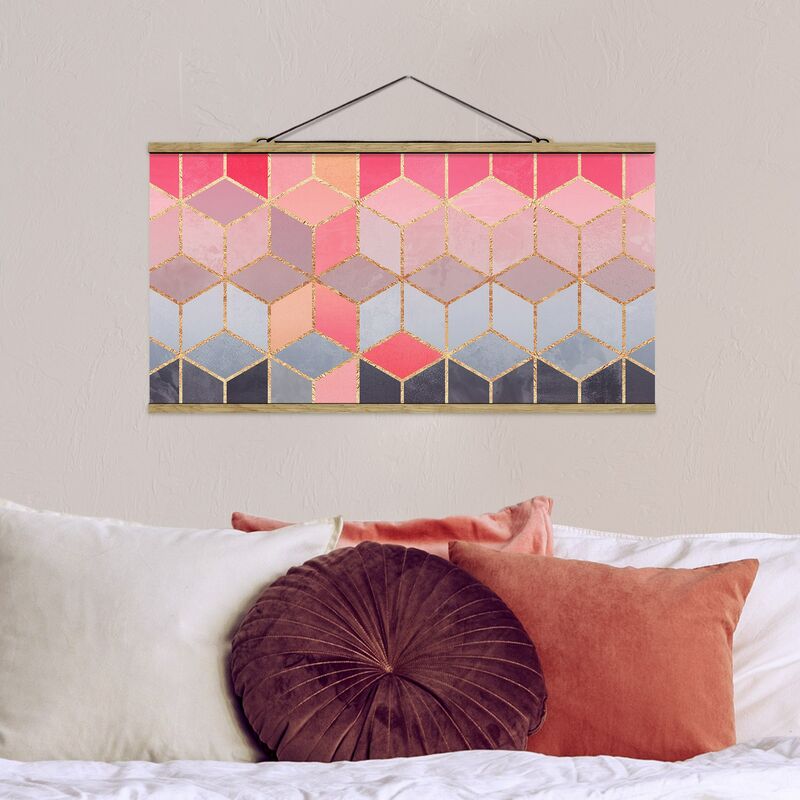 

Imagen de tela - Elisabeth Fredriksson - Colorful Pastel Golden Geometry - Apaisado 1:2 Dimensión LxA: 25cm x 50cm