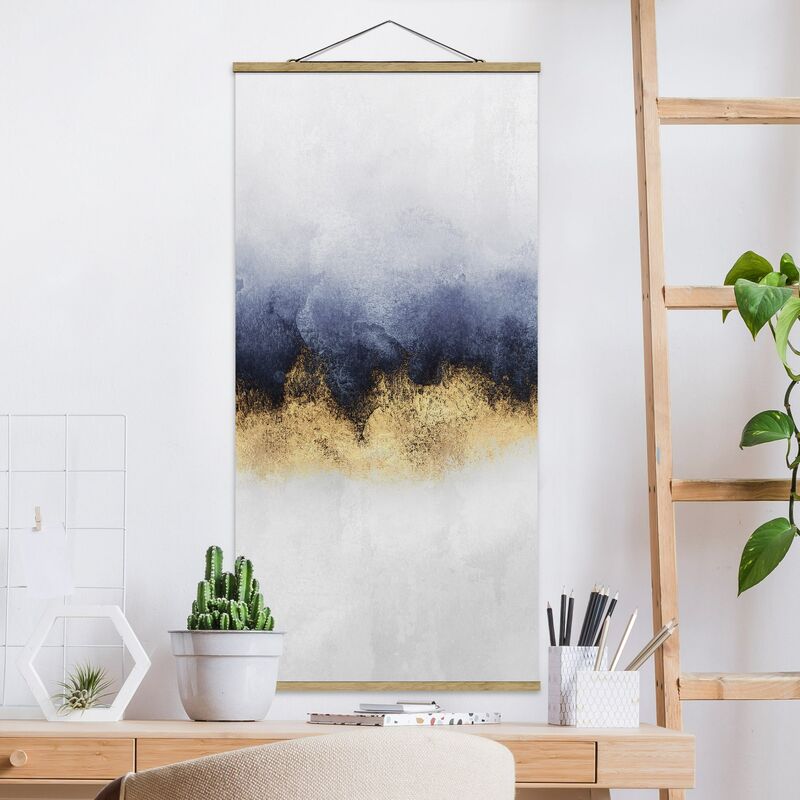 

Imagen de tela - Elisabeth Fredriksson - Cloudy Sky With Gold - Alto 2:1 Dimensión LxA: 70cm x 35cm