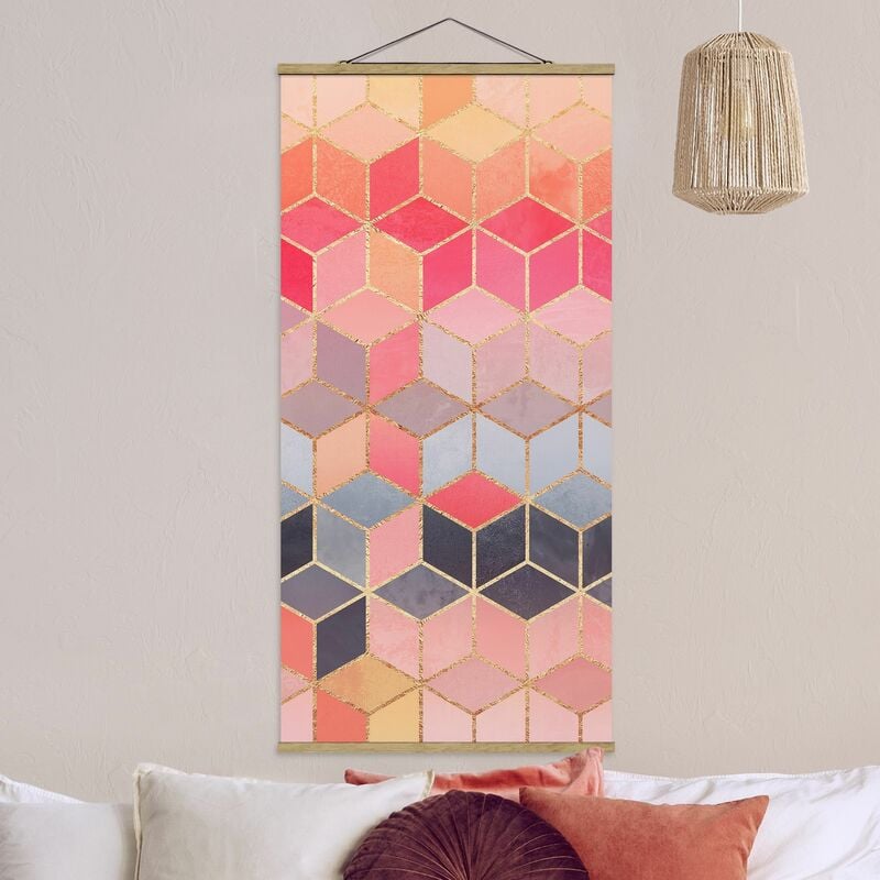 

Imagen de tela - Elisabeth Fredriksson - Colorful Pastel Golden Geometry - Alto 2:1 Dimensión LxA: 70cm x 35cm