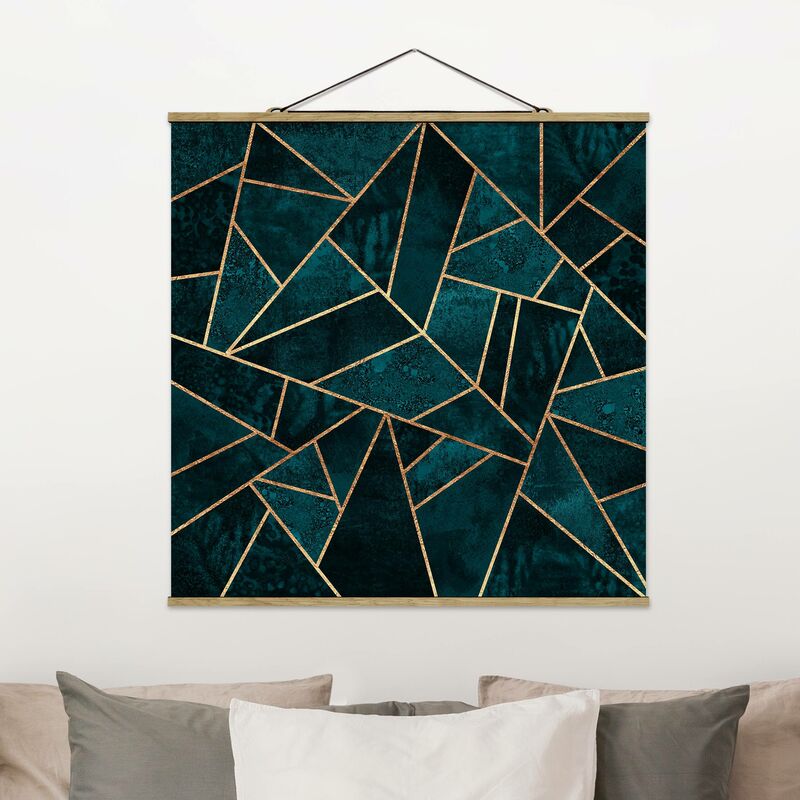 

Imagen de tela - Elisabeth Fredriksson - Dark Turquoise With Gold - Cuadrado 1:1 Dimensión LxA: 35cm x 35cm