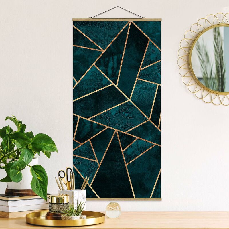 

Imagen de tela - Elisabeth Fredriksson - Dark Turquoise With Gold - Alto 2:1 Dimensión LxA: 70cm x 35cm